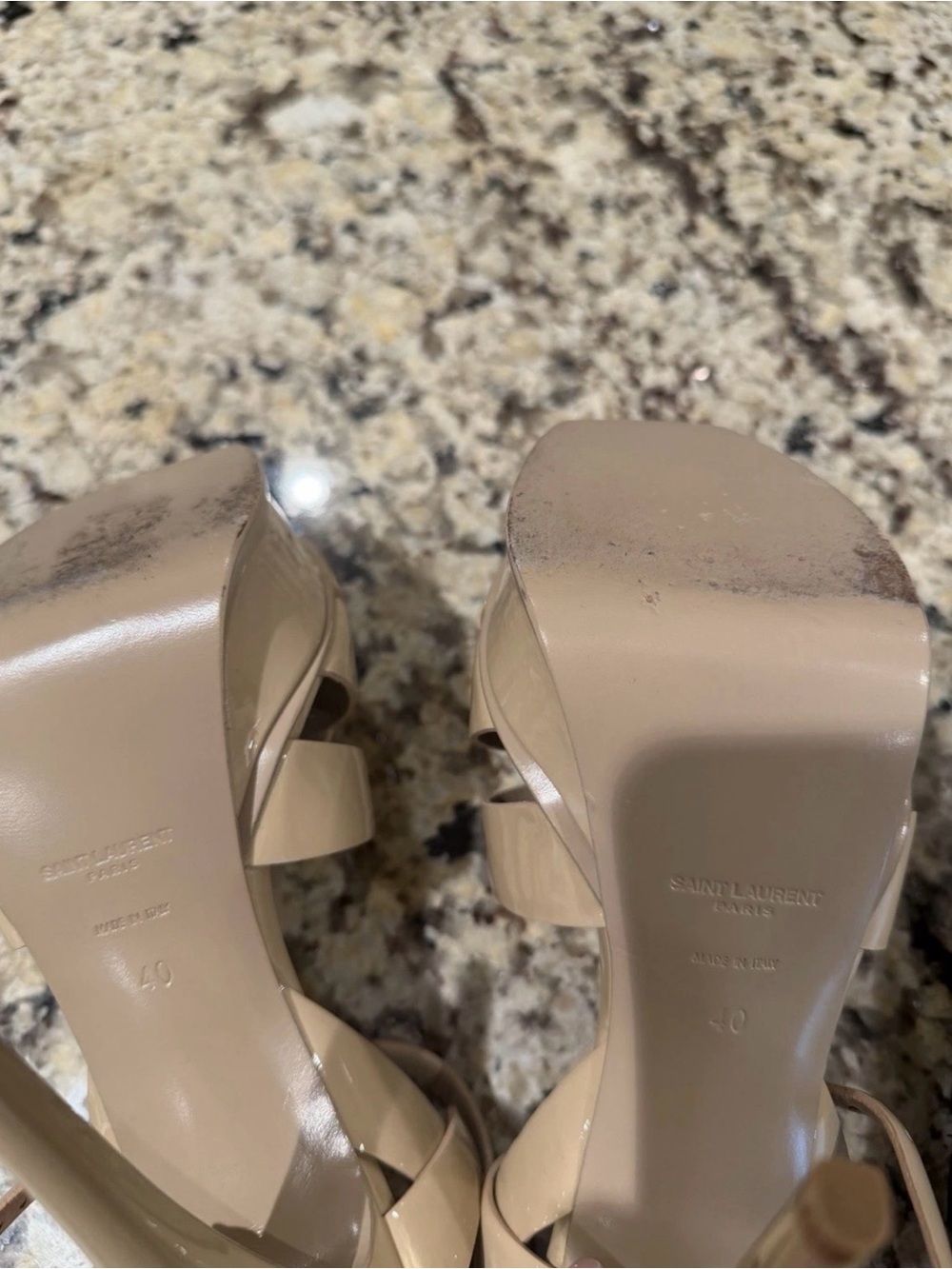 Saint Laurent Nude Patent Leather Strappy Sandals - Picture 5 of 5